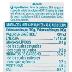 Calorías en Mercadona Ñoquis de Patata e Información Nutricional.